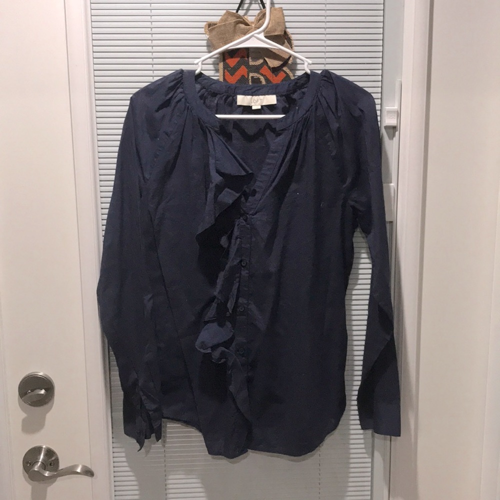 Loft cotton blouse with ruffle
